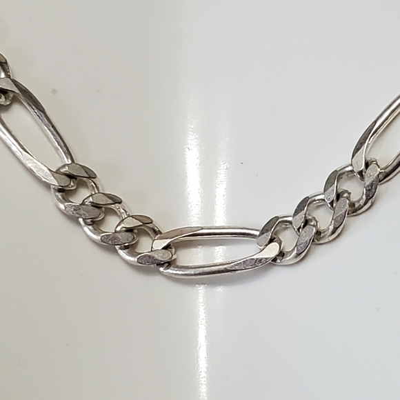 925 Italian Sterling 18" Figaro Chain & 7.25" Bracelet - Picture 3 of 11